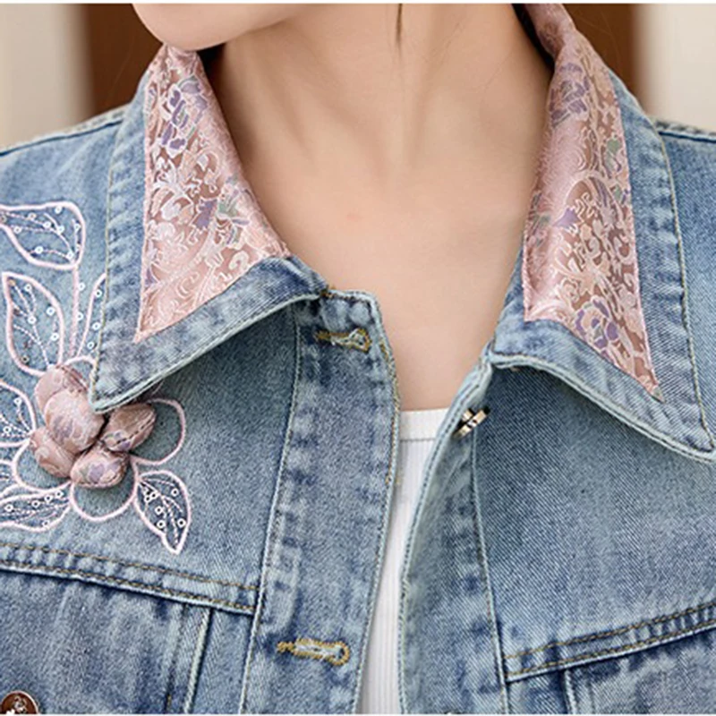 Guofeng джинсовая куртка с вышивкой женская весна-осень 202 новый винтажный топ