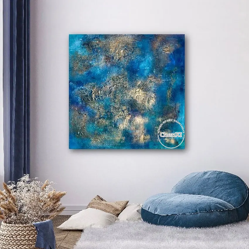 

New Arrival Abstract Gold Foil Art Oil Paintings On Canvas China Artwork Modern Wall Decoration For Sleeping Room Unframed
