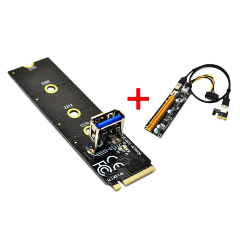 

M.2 to PCI-E X16 NGFF Slot Adapter Card+PCIE 1X to 16X 6Pin Graphics Card Extension Cable Adapter Board for Mining BTC