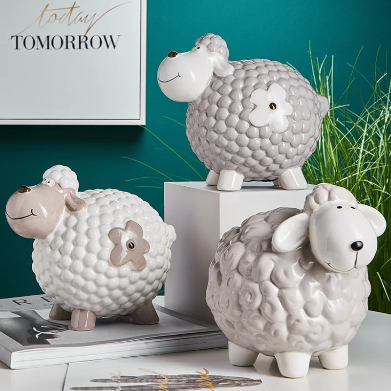 

creative Nordic sheep piggy bank ornaments ceramic piggy bank decorations can be stored and taken home children's cute big