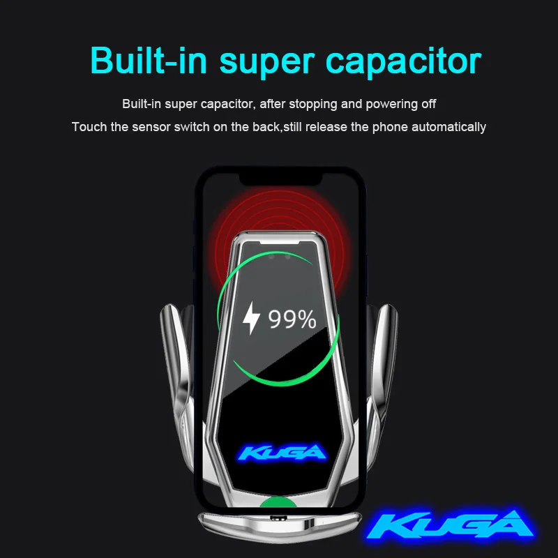 

For Ford Kuga MK1 Kuga ST Line Smart Induction Wireless Charging Car Phone Holder Luminous For Kuga MK2 Ford Accessories