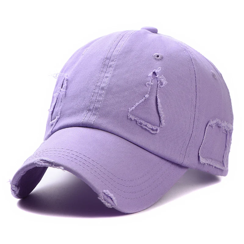 

Trendy Streetwear Hip Hop Worn Hole Face Cap For Women Men Orange Purple Letter Summer Snapback Cap Gorras
