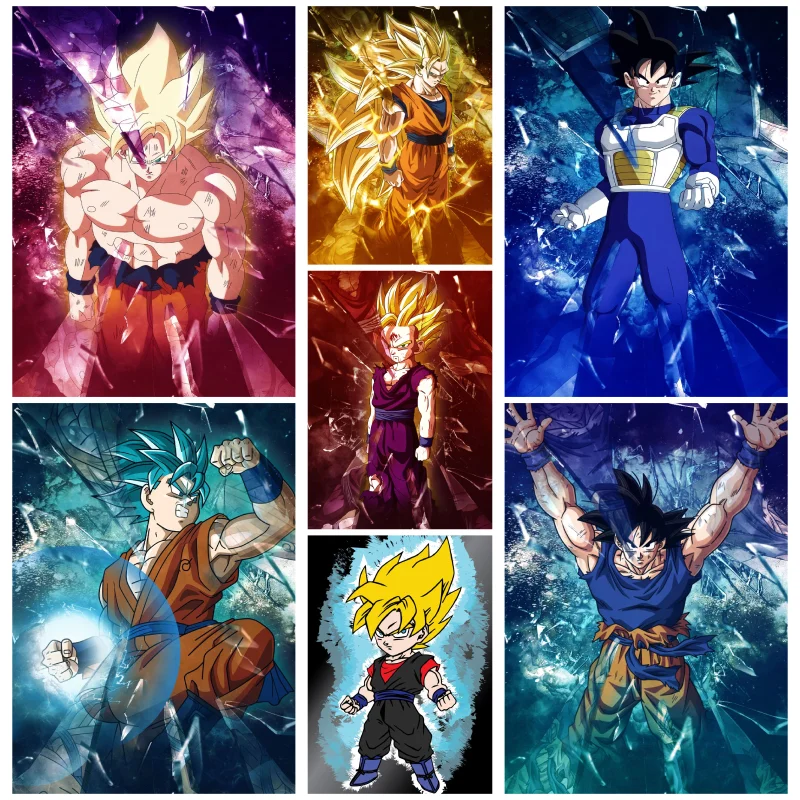 

Classic Japanese Anime Dragon Ball Son Goku Vegeta Cartoon Pictures Prints Oil Painting 40x50cm No Frame Art Bedroom Decor