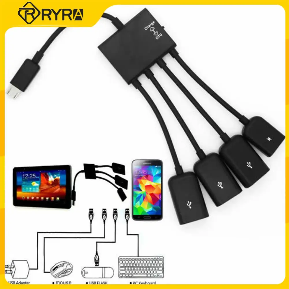 

RYRA 1pc High Quality 4 Port Micro USB For Android Iphone Tablet Computer PC Power Charging OTG Hub Cable Connector Spliter