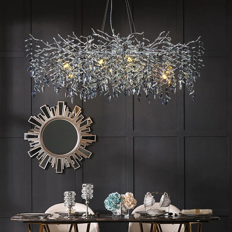 Современная люстра в виде ветки для столовой