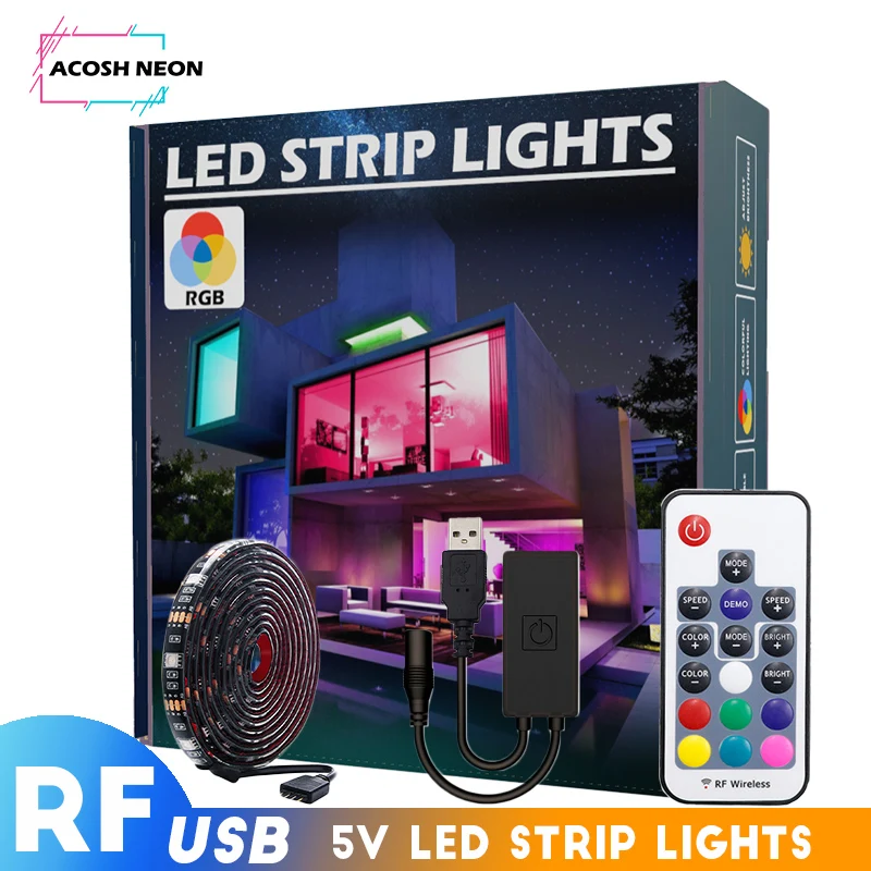 RGB USB LED Strip With RF Remote Wireless TV Light Strip With Colors Box USB power led strip light rgb waterproof Flexible light