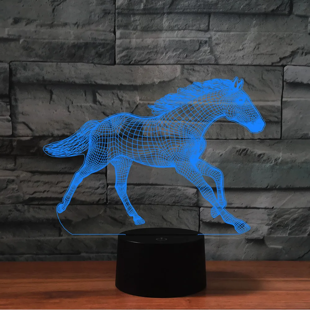 Horse Lamp 3d Colorful Led Night Light Touch Remote Bedside Bedroom Decor Atmosphere Lights Birthday Gift for Girls Boys - купить по