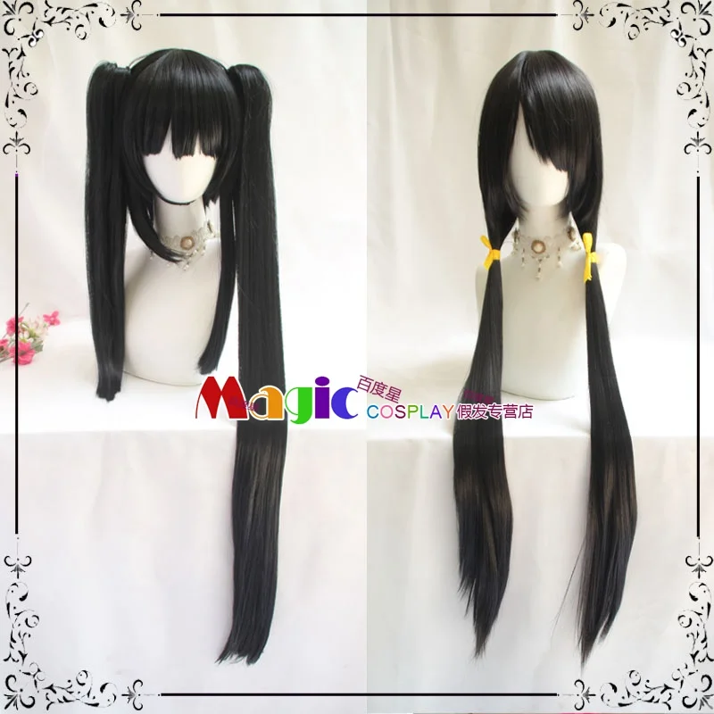 

2 Types DATE A LIVE Tokisaki Kurumi Cosplay Wig with Bangs Clip Ponytails Comic con Nightmare Black Long Ponytials Wig