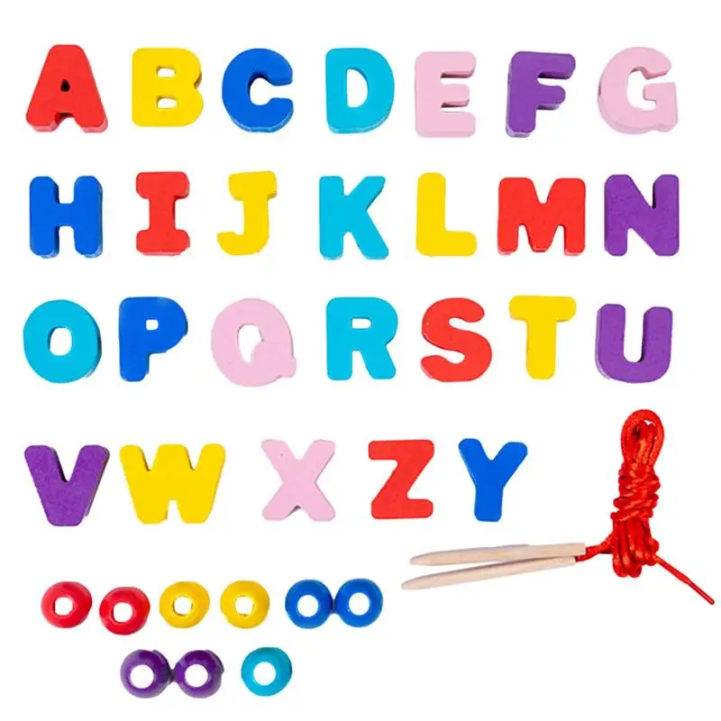 

Lacing Beads Wood Beads Threading Toys Montessori Educational Toys For Toddlers Boys Girls Preschool Fine Motor Skills Toys