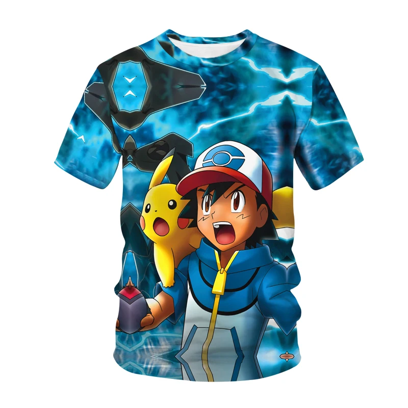 

Летняя футболка для мальчиков и девочек с изображением покемона, модные детские футболки, рубашки с коротким рукавом для мальчиков и девоче...