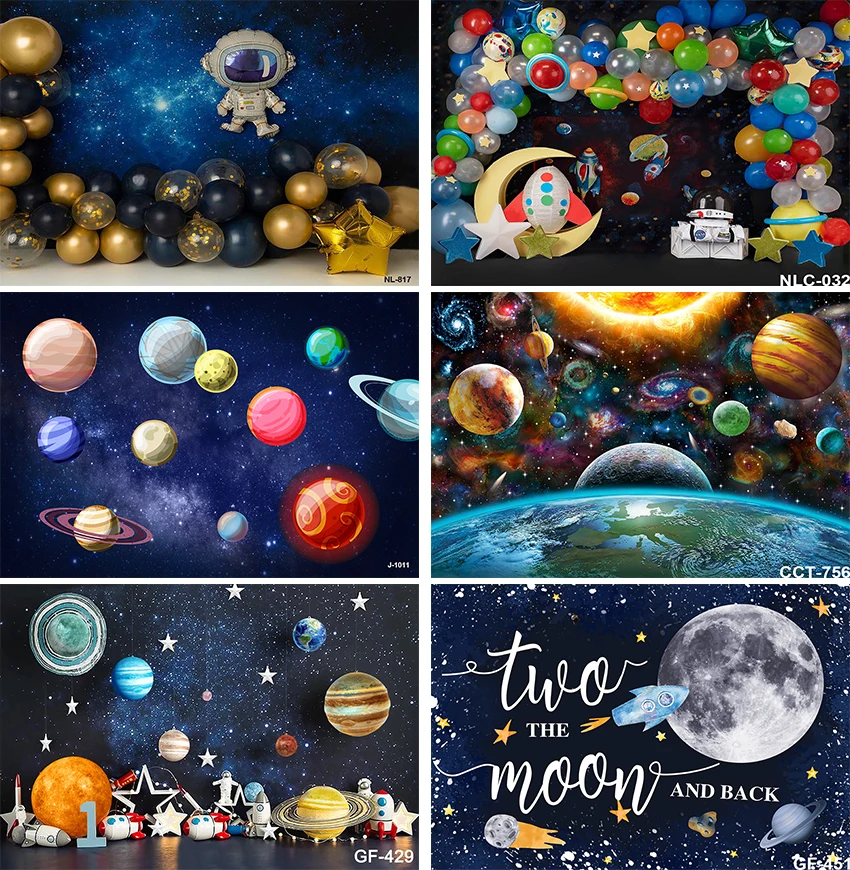 

Baby Birthday Photozone Universe Space Planets Glitters Earth Little Astronaut Newborn Backdrops Photography Backgrounds