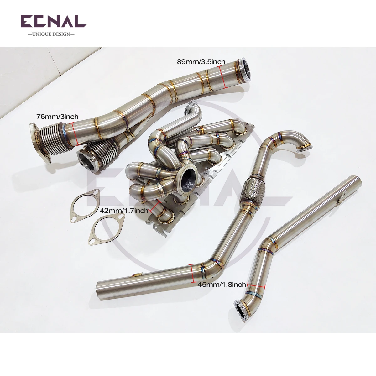 Фото Комплект коллектора Ecnal с V-образным интерфейсом для турбин S58 G80 G82 M3 M4 G87 M2, подключаемый к корпусу Garrett PTE T4 №3