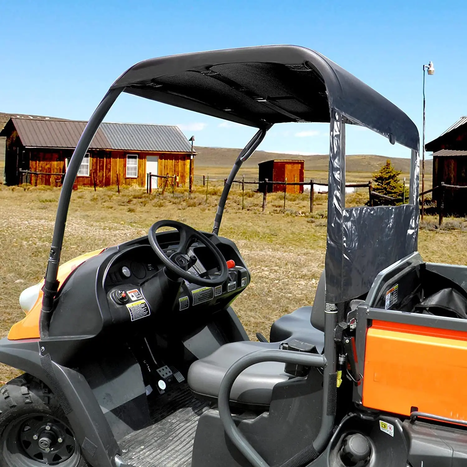 Goldfire 1680D Black Oxford UTV Soft Top Roof & Rear Dust Panel Compatable with Polaris Ranger 400/500/800 Mid-Size Vehicle