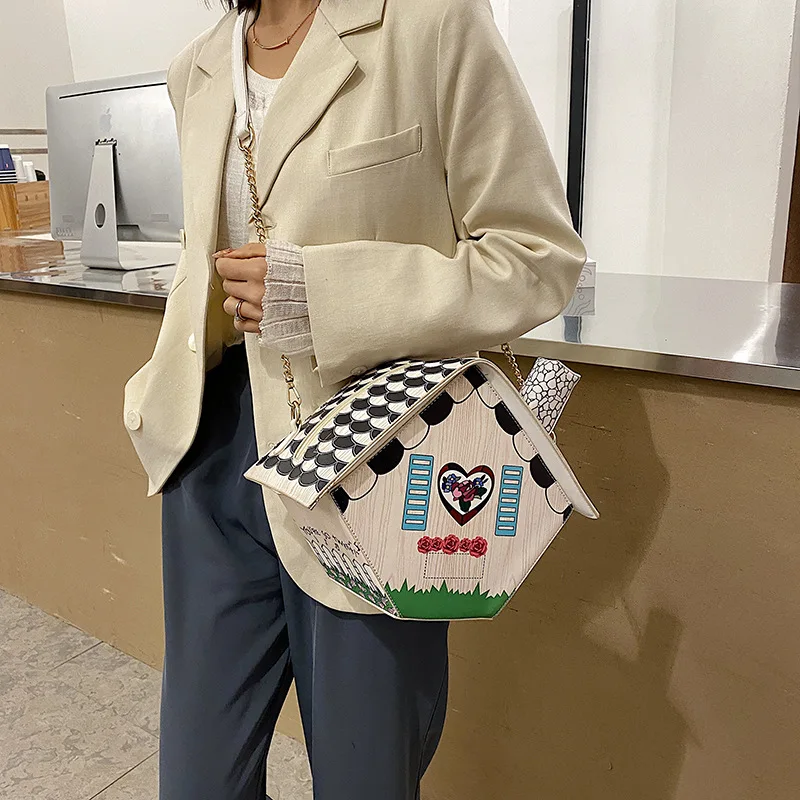 

Personality House Shaped Shoulder Bag Leather Women Handbags 2022 Fashion Creative Girl Messenger Crossbody Bag Bolsa Feminina