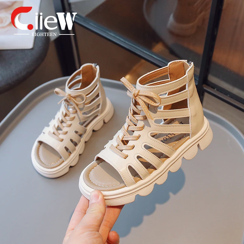 

Сандалии в римском стиле для девочек, Босоножки с открытым носком, удобная обувь на плоской подошве, Размеры 26-36