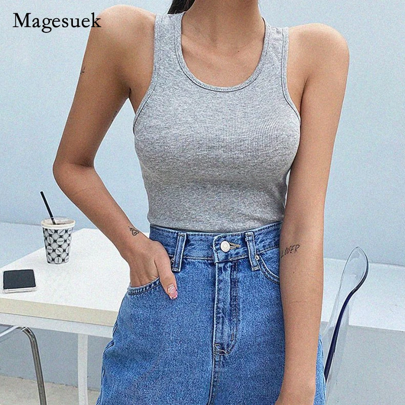 

Корейский Летний пикантный жилет, модный однотонный топ с U-образным вырезом и открытой спиной, повседневные облегающие майки, Простые коро...