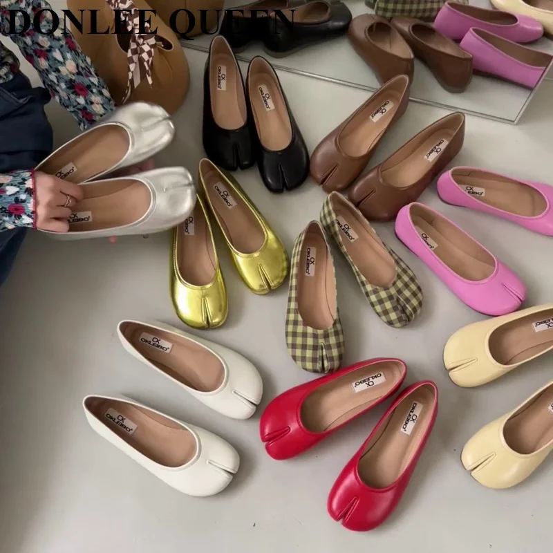 

2023 New Spring Fashion Split Toe Flat Ballet Shoes Women Slip On Ballerinas Korean Style Soft Slip On Loafers Gd Sliver Mujer