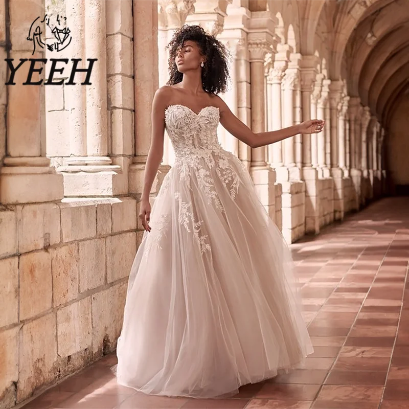 

YEEH Wedding Dress Lace Appliques Off-the-shoulder Bridal Gown Sweetheart Neckline Court Train Vestido De Noiva for Bride