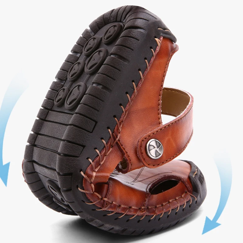 Мужские кожаные шлепанцы