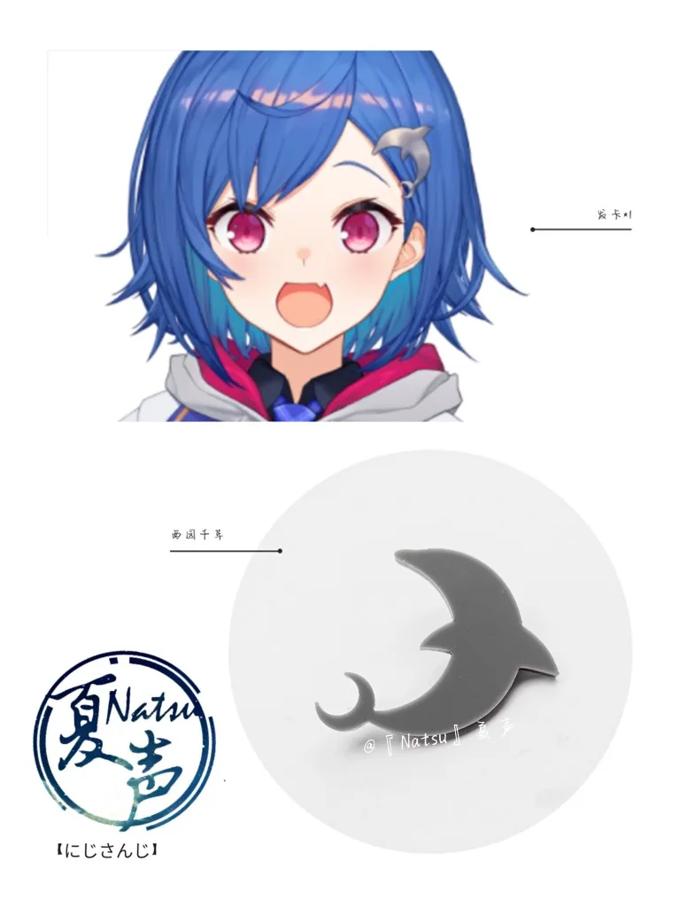 

Anime VTuber Nishizono Chigusa Hair Clip Handmade Cosplay Take Photo Props Barrettes Hair Accessories Xmas Gifts