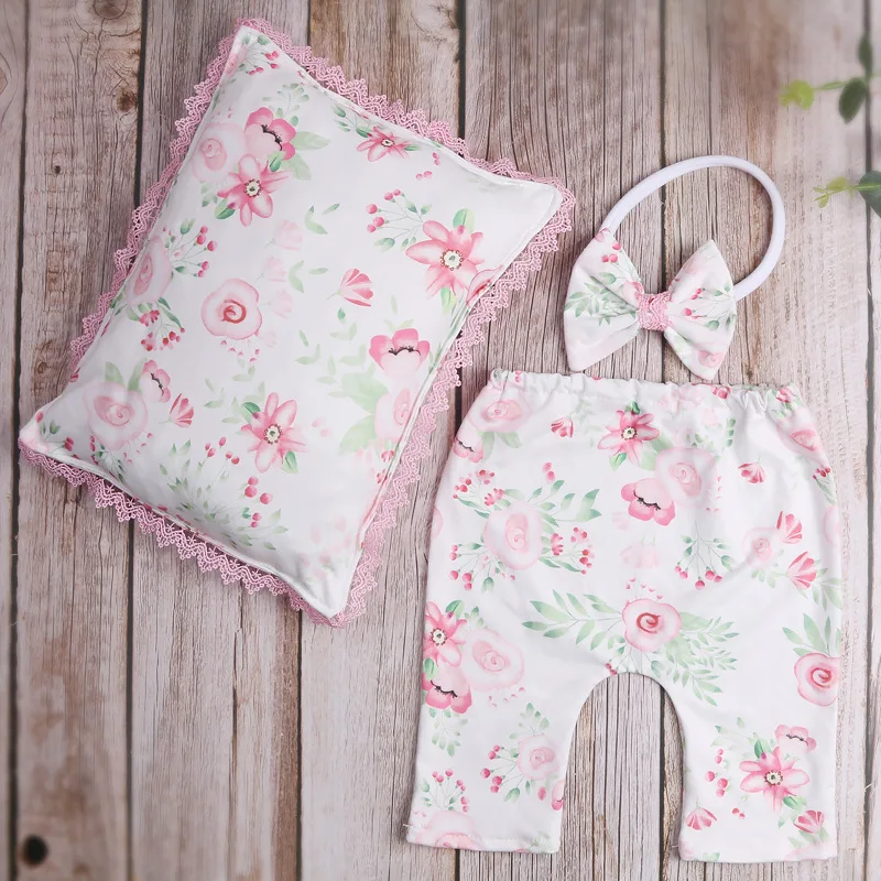 ❤️Newborn Photography Clothing Bow Headband+Trousers+Pillow 3Pcs/set Baby Girl Photo Props Accessories Infant Shoot Clothes