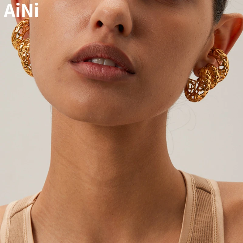 Современные украшения винтажные темпераментные золотистые металлические полые