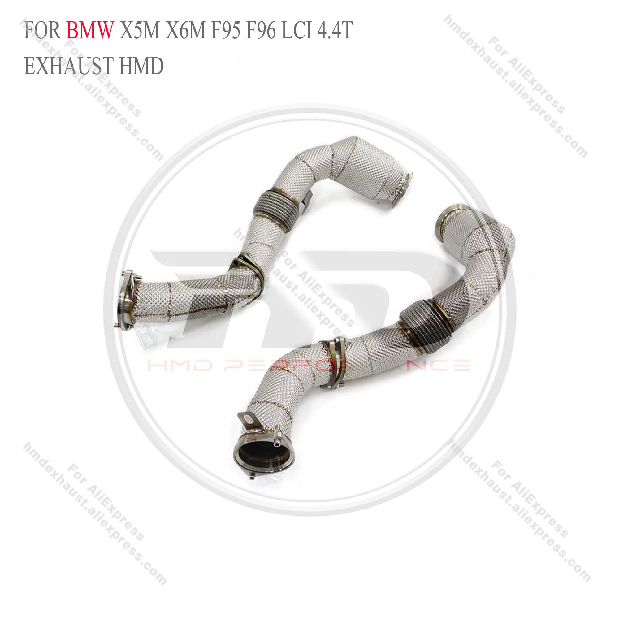 HMD Exhaust System High Flow Performance Downpipe for BMW X5M X6M F95 F96 LCI 4.4T 2024+ With Heat shield