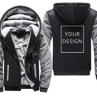 your own design jacket men thick fleece hooded brand logopicture custom diy winter warm zipper patchwork coat