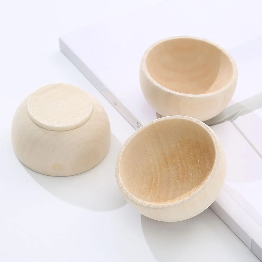 

5 Pcs Wooden Bowl Bowls DIY House Accessories Home Kids Toys Painting Unfinished