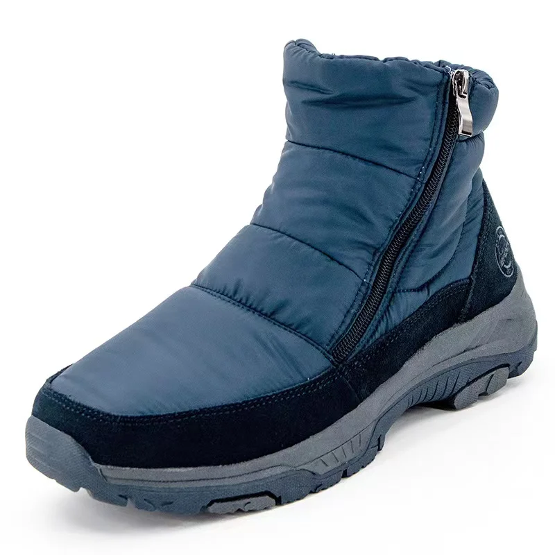 Cashmere Men Snow Boots Double Zipper Anti-cold Boots Waterproof Winter Warm Shoes Male Cotton Shoes