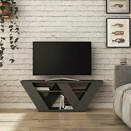 Collection TV Stand Stylish Entertainment Unit | TV Cabinet for Living Room, Bedroom Suitable up to 50u201Du2026 (Gray) Furnit