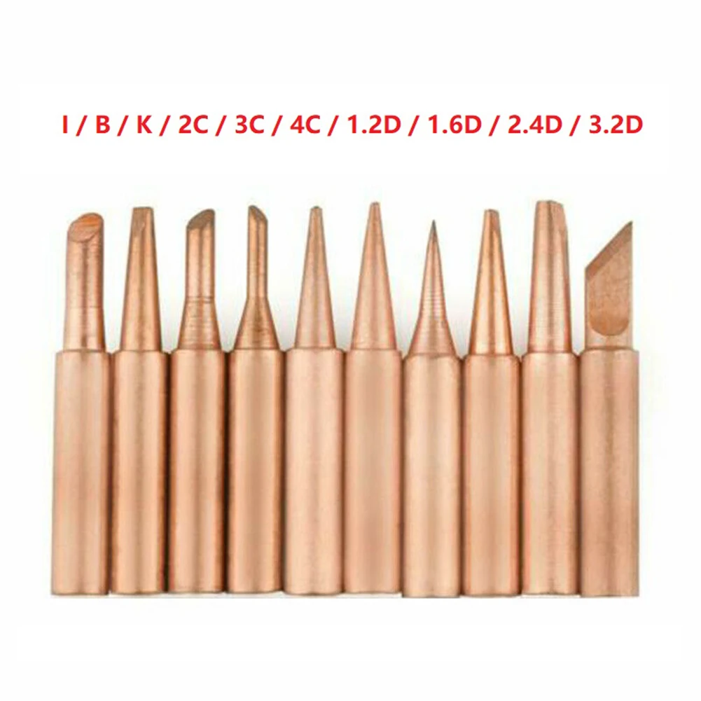 

10pcs I+B+K+1.2D+2C+3C Soldering Tip 900M-T K+4C+2.4D+1.6D+3.2D Pure Copper Electric Iron Head Series Solder Tool