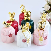 gold plated animal head candy jar ceramic jewelry nut storage box exquisite household covered food storage jar wedding ornament