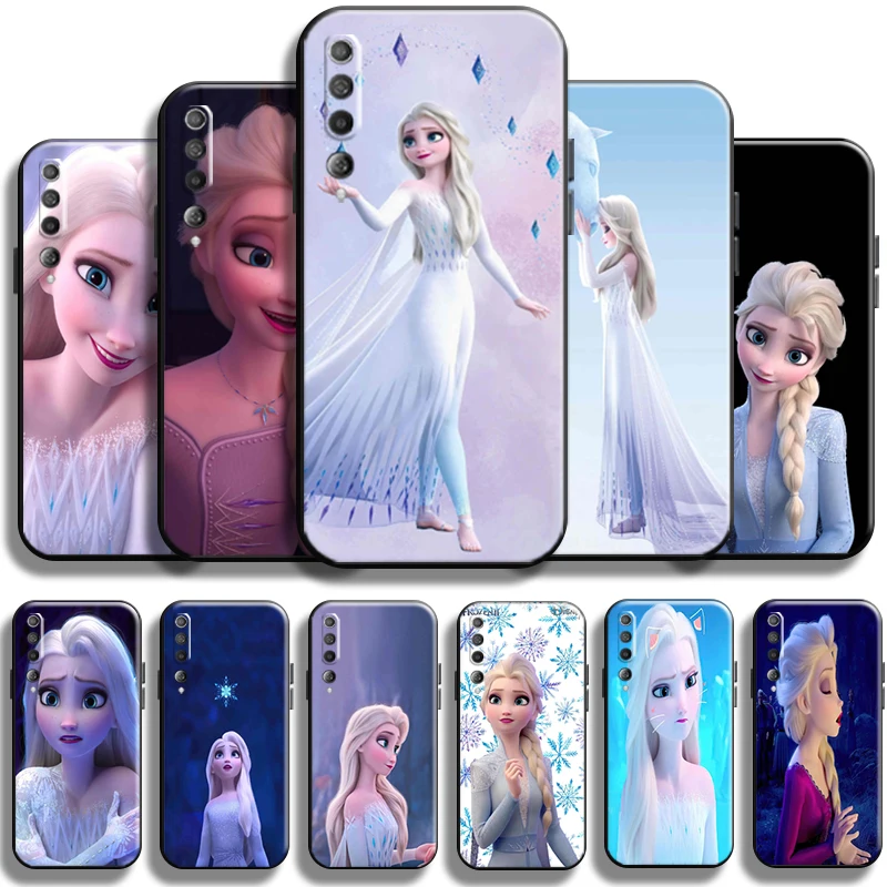 

Cute Pretty Frozen Elsa Anna For Xiaomi Mi 10 10s Mi 10 PRO Mi 10 Lite Phone Case Liquid Silicon Funda Coque Black Cases