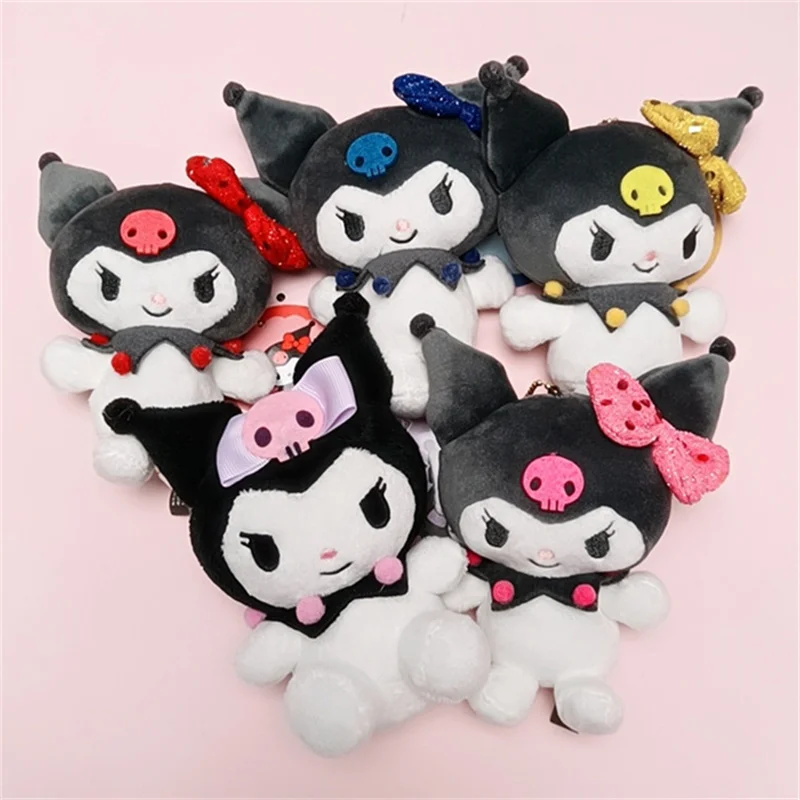 

New Bow Tie Kuromi Plush Toys Kawaii Anime Kuromi Stuffed Toys Children Soft Plushie Doll Cartoon Keychain Boys Birthday Gifts