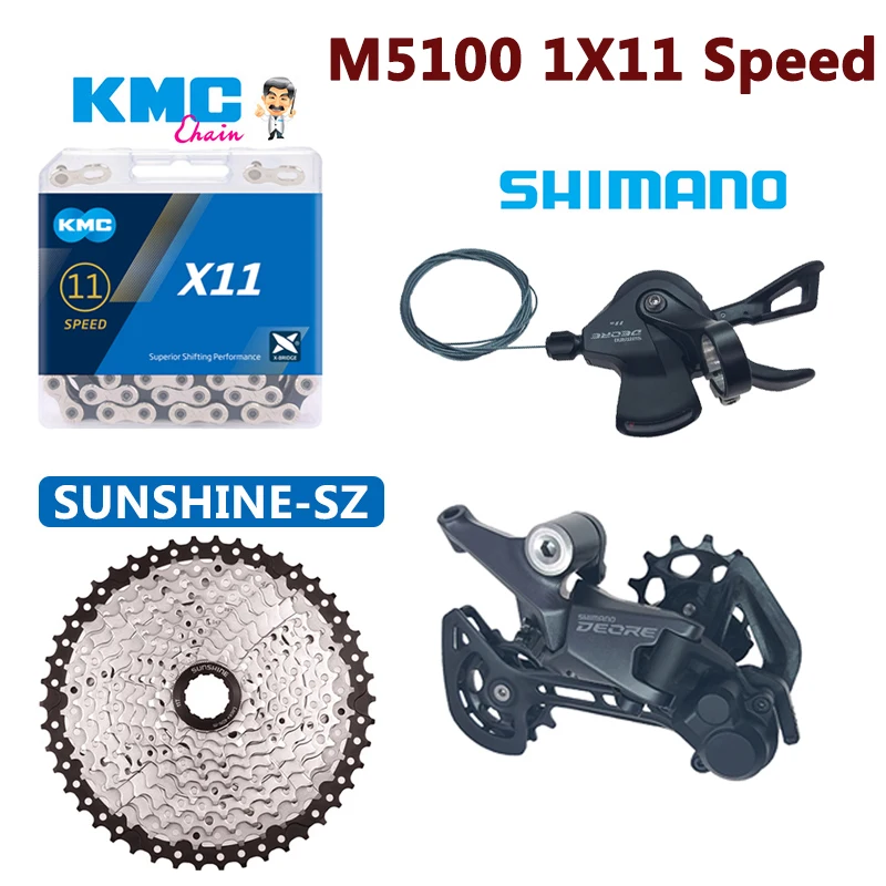

Shimano M5100 Deore derailleur 1x11 shifting kit KMC X11 chain Sunshine Cassette 46/50/52T mountain bike shifting cassette chain