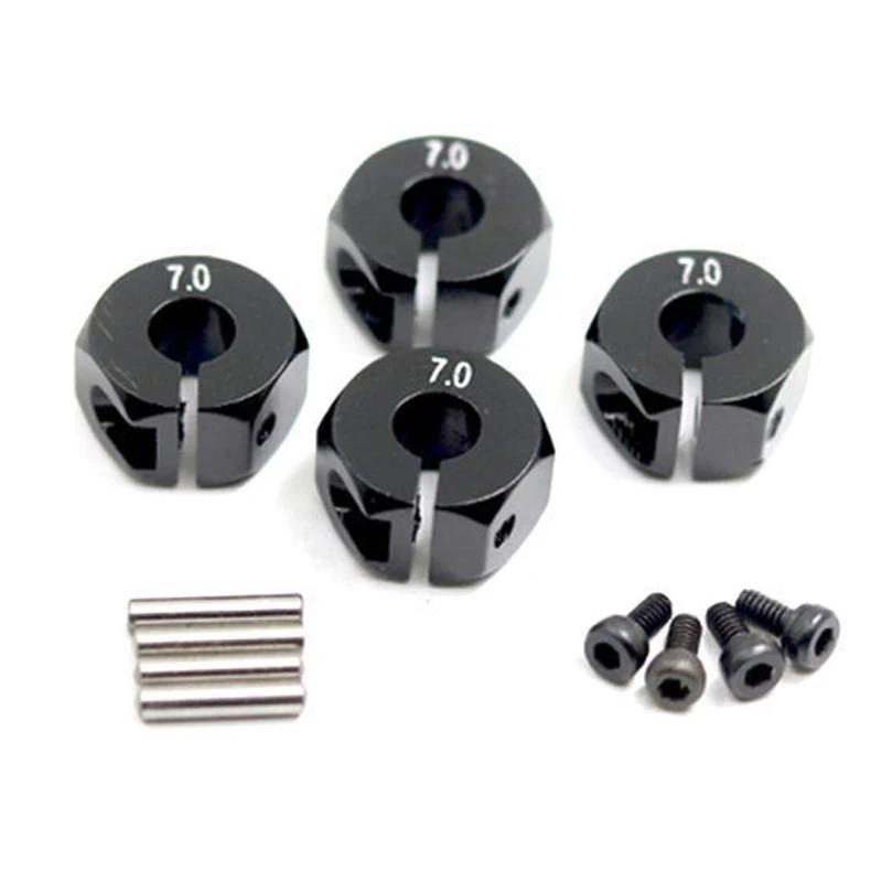 

12 мм x 7 мм Шестигранная арматура для колеса адаптер для радиоуправляемой машины грузовика фитинги с штифтами и винтами (черный)