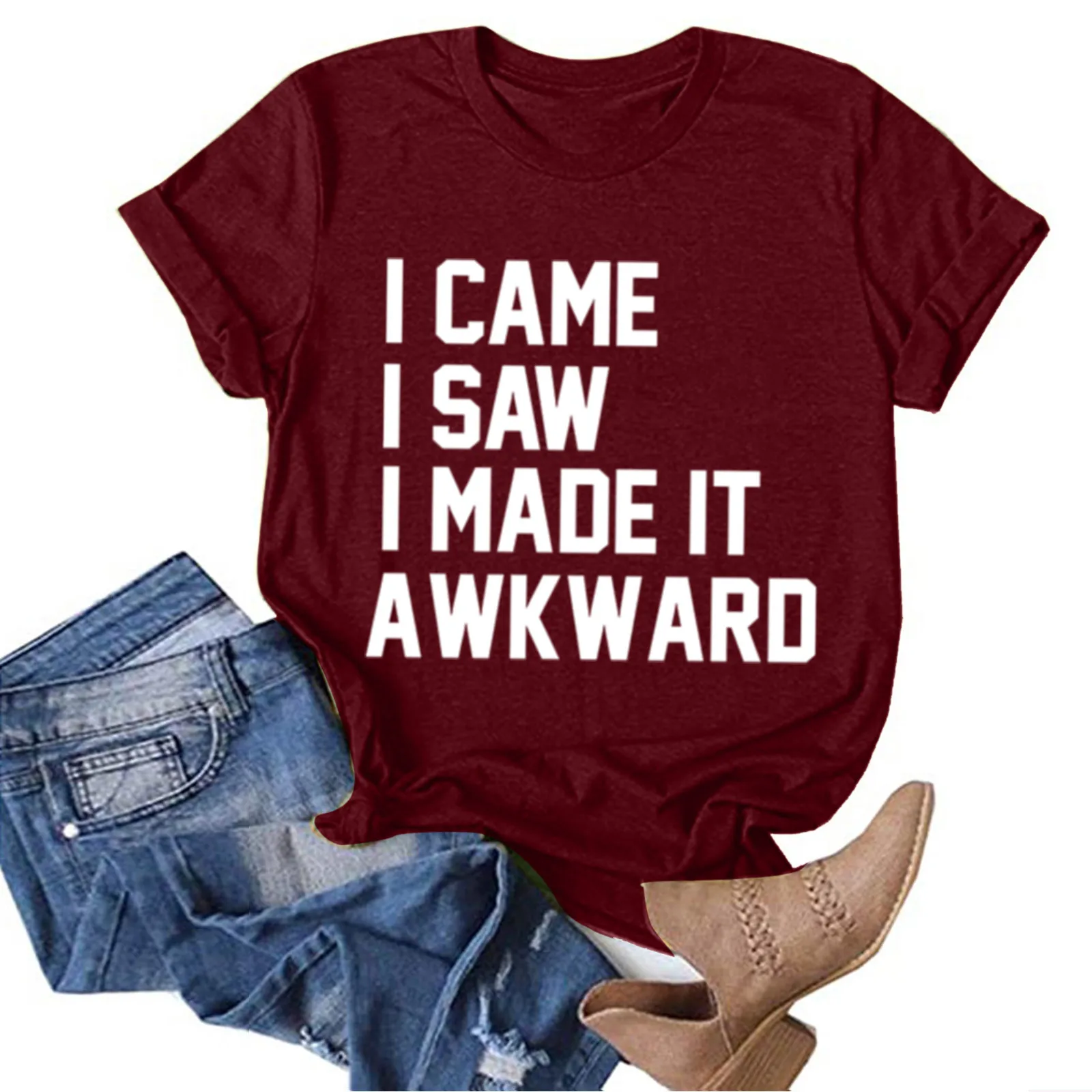 

Женская футболка с коротким рукавом и круглым вырезом, свободного покроя