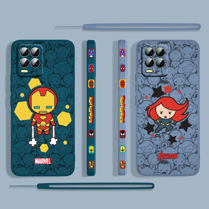 

Marvel Hero Cartoon Cute For OPPO Find X3 X2 neo Lite Relame GT Master A9 A5 A53S A72 A74 8 6 5Liquid Left Rope Phone case Funda