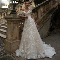 exquisite a line princess wedding dresses for women off the shoulder lace appliques bridal gown sweep train vestido de novia