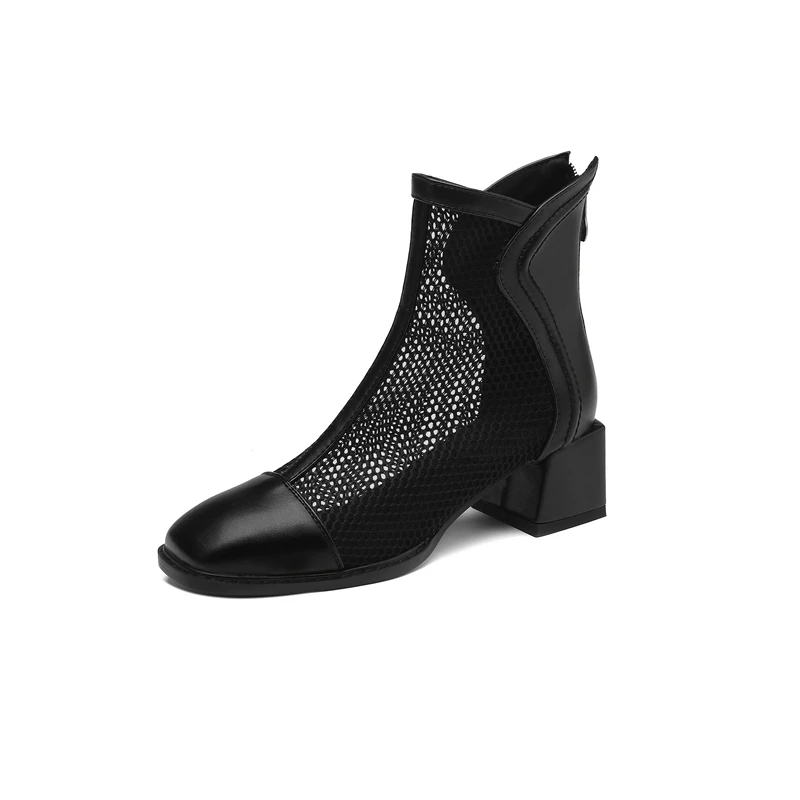 2023 Breathable Women's Boots Summer New Mesh Mid Heel Net Boots High Heels Ins Tide Street Shooting Breathable Women Boots