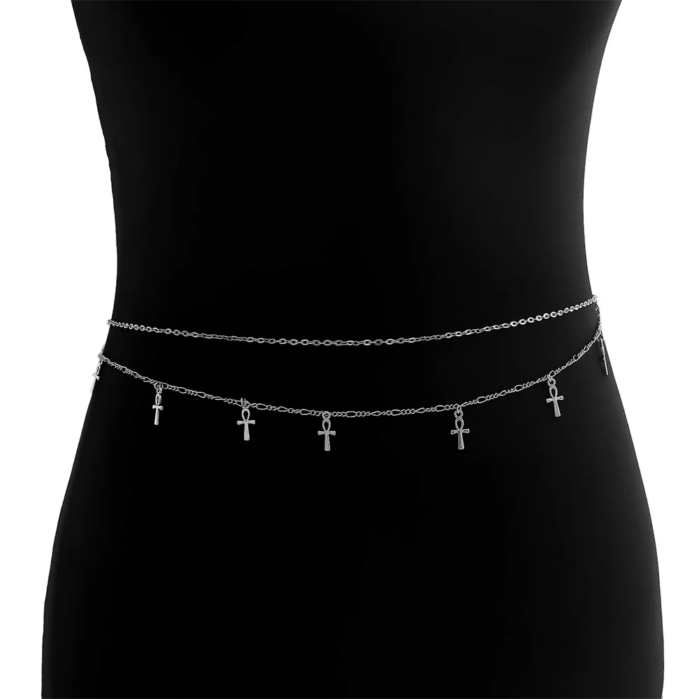 

Punk adjustable Mini geometric cross pendant waist chain Spice Girl decoration women's gift jewelry