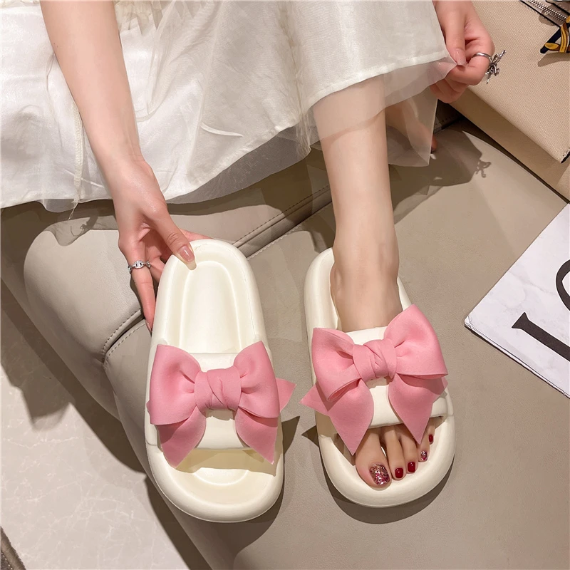2021 Summer New Fashion Women's Flip Flops Fashion Butterfly-knot Sandals Women Open Toe Sandals Soft Comfortable Wild Slides