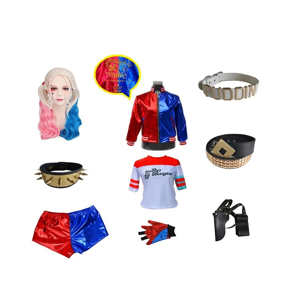 Детские костюмы Харли для девочек косплея командные квинны комплекты брюк