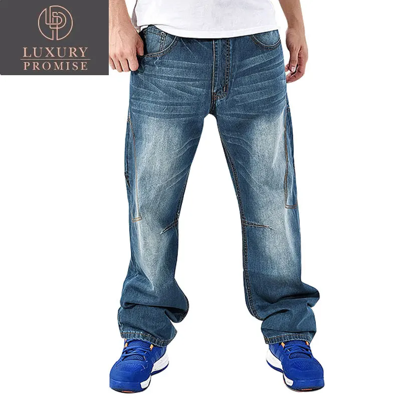 

2023 Hiphop Loose Men Jeans Denim Pants Straight Fashion Baggy Streetwear Hip Hop Classic Brand Male Rap Blue Wide Leg Trousers