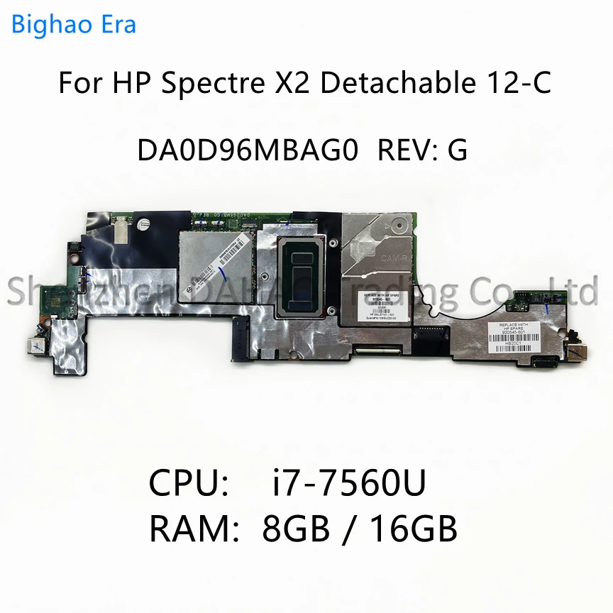 Съемная материнская плата DA0D96MBAG0 для HP Spectre X2 12-C 12-C012DX Lapptop с процессором i7-7560U 8 ГБ/16 ГБ ОЗУ 920544-601 920545-601