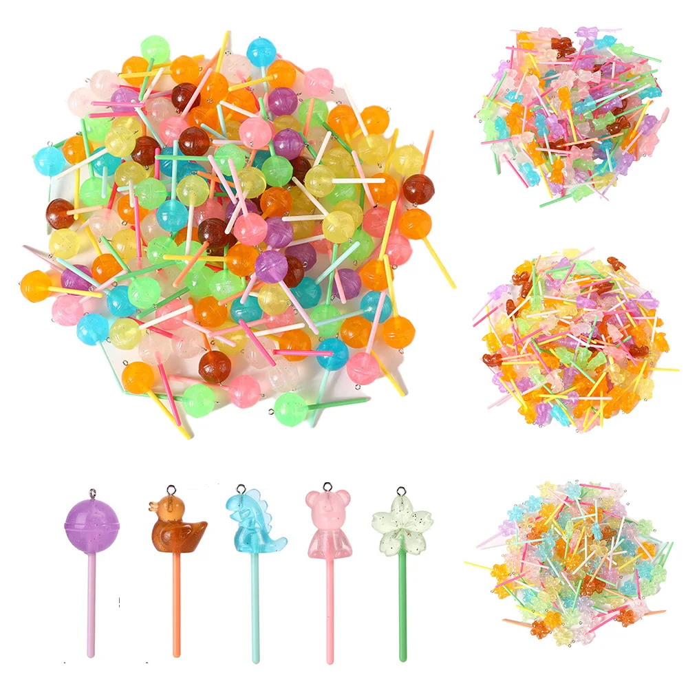 10 шт. случайная форма светящаяся смола леденец подвески утка цветок динозавр еда