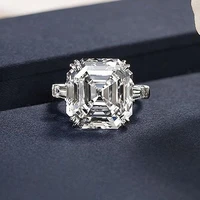 huitan asscher crystal cubic zirconia rings for women fashion wedding engagement bands female ring anniversary party hot jewelry