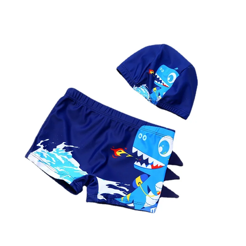 

New 2023 Baby Boys Swimming Trunks with Hat 3D Cartoon Children's Swimwear Kids Swimsuit Dinasour Boys Swimwear Swim Trunks
