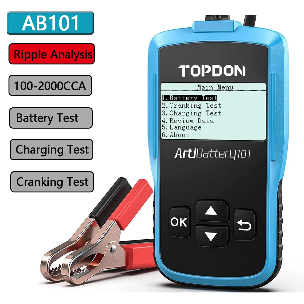 TOPDON BT30/AB101 12 В тестер автомобильного аккумулятора цифровой автомобильный диагностический анализатор автомобильный сканер зарядки многофункциональный